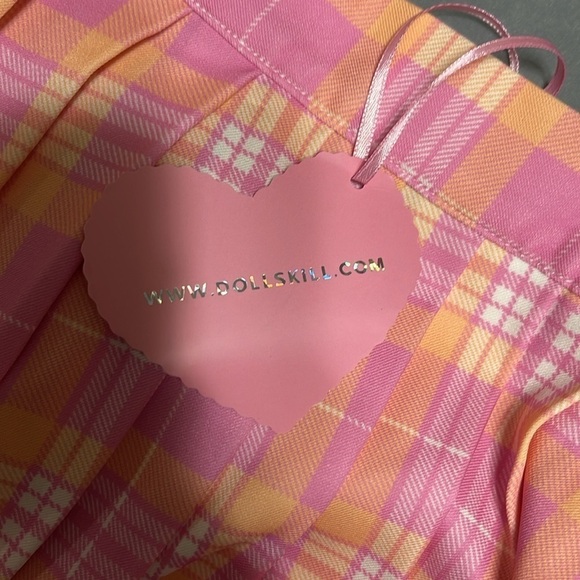 NWT Dolls kill Sugar Thrillz plaid pleated argyle mini skirt M - Picture 5 of 6